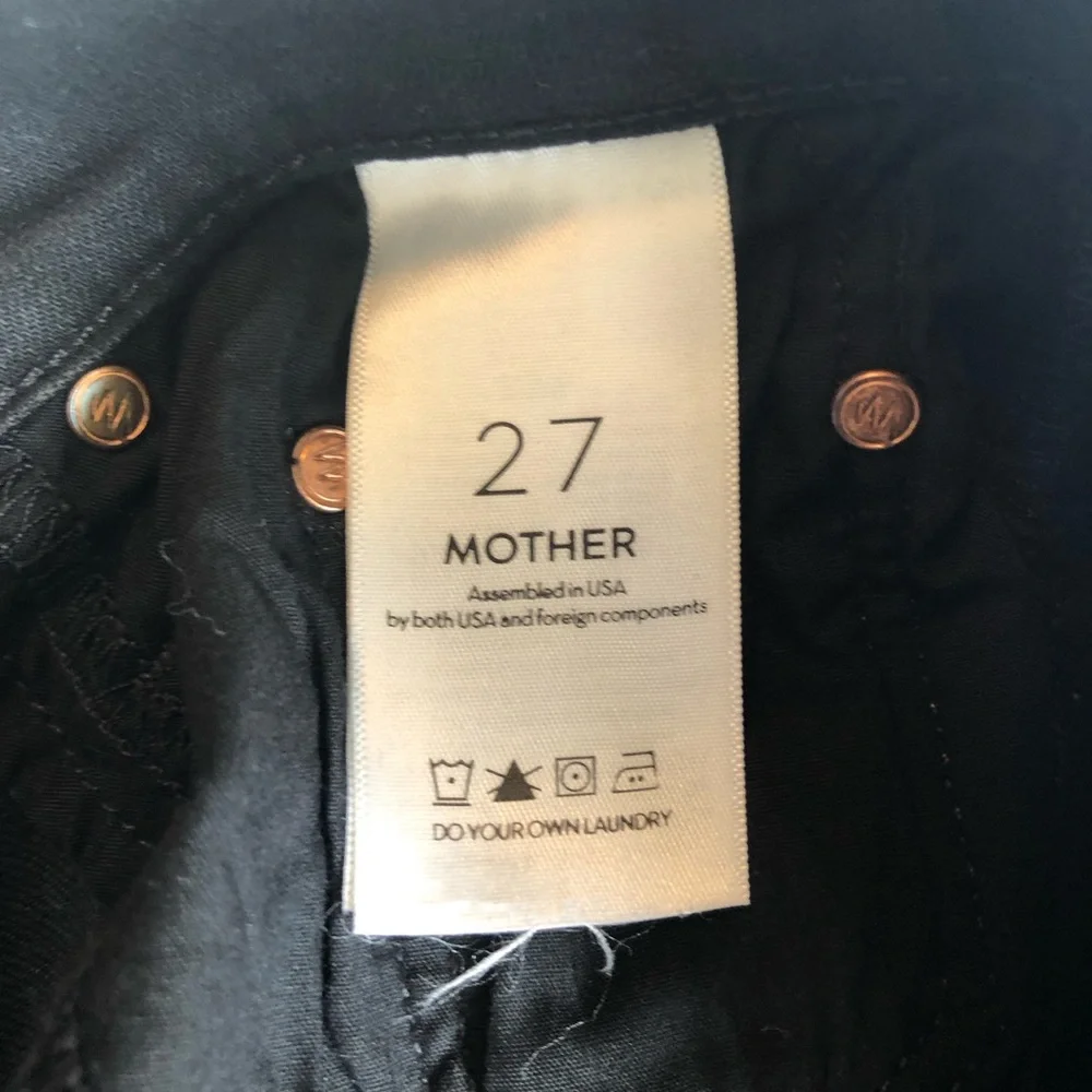 MOTHER The Insider Crop High-Rise Black/Cream Denim Jeans Pants Women’s Size 27